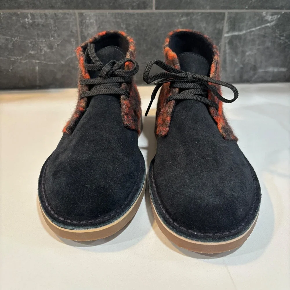 Clarks Men's Buchacre 3 Chukka Ankle Boots Black‎ Leather Wool NWOT Size 9.5